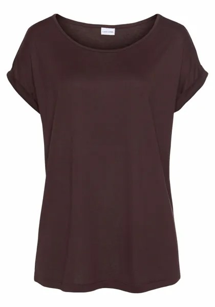 Футболка LASCANA Kurzarm, цвет aubergine