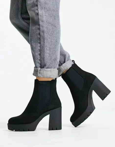 Черные массивные ботинки челси на каблуке ASOS DESIGN Eve