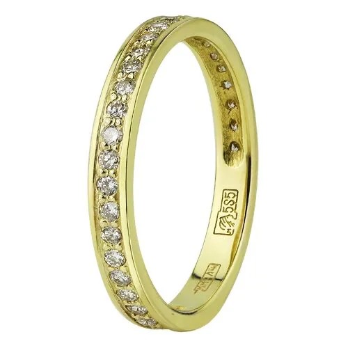 Кольцо обручальное Юверос, желтое золото, 585 проба, бриллиант, размер 18, желтый