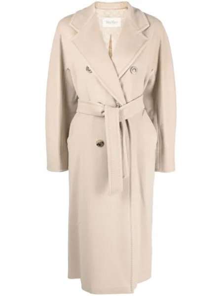Max Mara двубортное шерстяное пальто, нейтральный цвет
