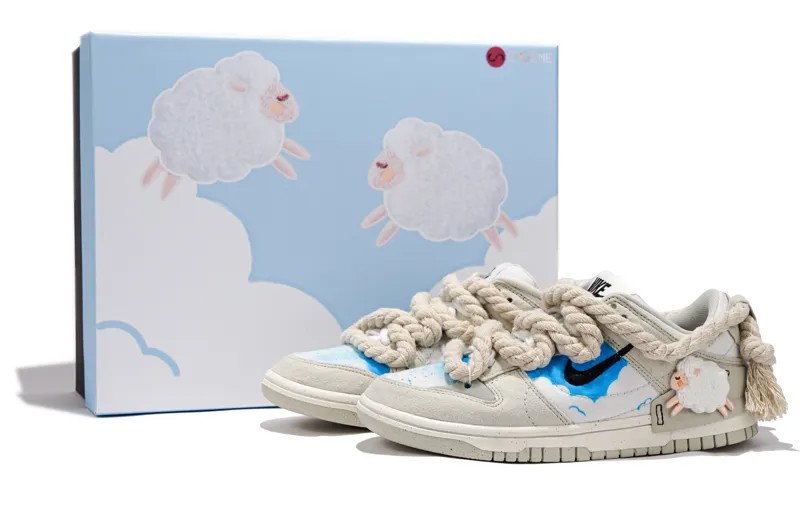 Кроссовки Nike Dunk Skateboarding Shoes Women's Low-top Washed Blue, синий