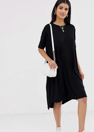 Свободное платье-рубашка с асимметричным краем ASOS DESIGN Tall-Черный цвет