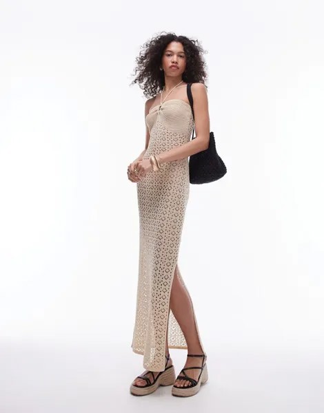 Topshop - Трикотажное платье-бандо с золотой строчкой