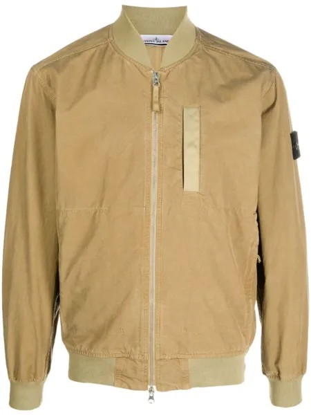 Stone Island бомбер с нашивкой-логотипом, коричневый
