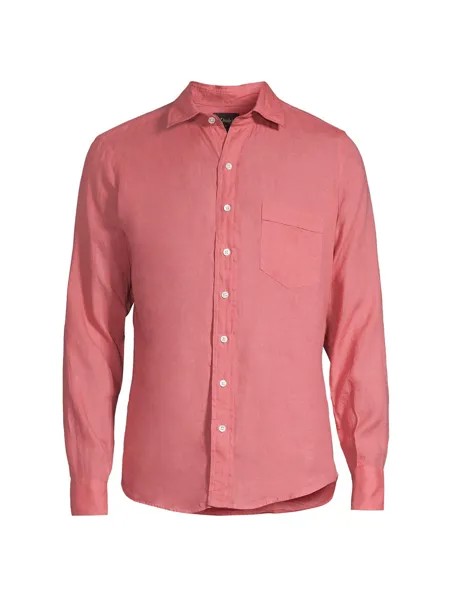 Льняная рубашка с длинными рукавами Drake's, розовый