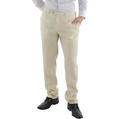 Мужские костюмные брюки без подшивки классического кроя цвета слоновой кости Robert Graham 40R BHFO 9159