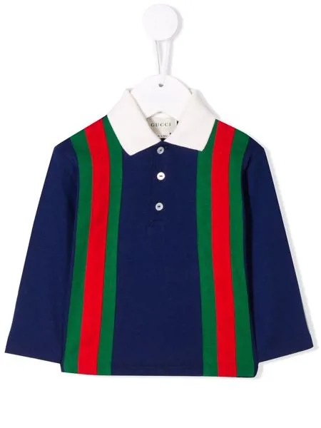 Gucci Kids рубашка-поло с отделкой Web