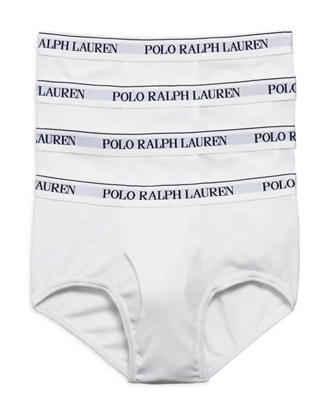 Хлопковые трусы с поясом с логотипом, упаковка из 4 шт. Polo Ralph Lauren, цвет White