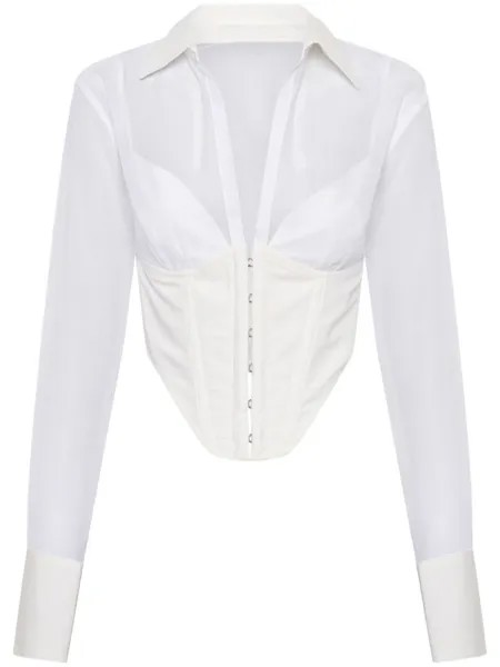 Dion Lee рубашка с длинными рукавами и вставкой-корсетом, белый