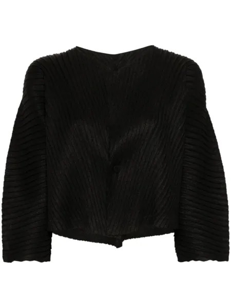 Issey Miyake укороченная куртка Linen Like Pleats, черный