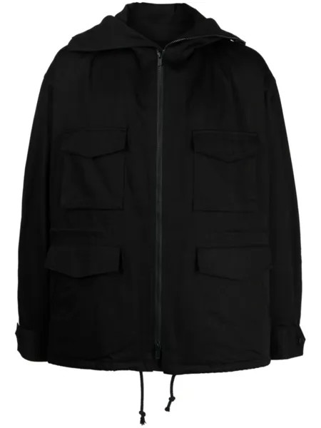 Yohji Yamamoto куртка с капюшоном и карманами карго, черный