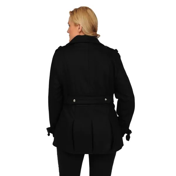 Плюс размер Превосходное полушерстяное пальто в стиле милитари Excelled, черный