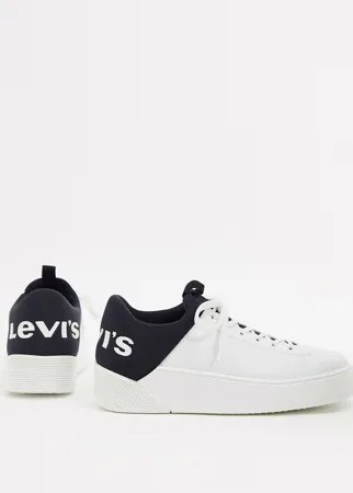 Белые кроссовки на шнуровке с логотипом Levi-Белый