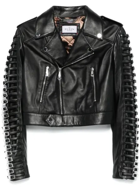 Philipp Plein байкерская куртка с кристаллами, черный