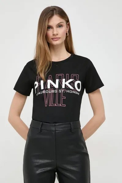 Хлопковая футболка Pinko, черный