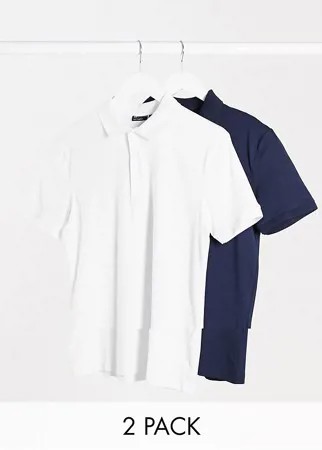 Набор из 2 обтягивающих трикотажных поло ASOS DESIGN-Мульти
