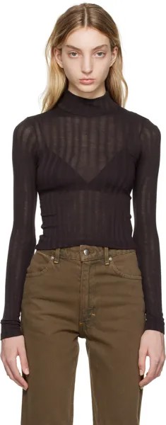 Коричневая водолазка с укороченным воротником Eckhaus Latta