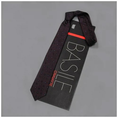Бордовый галстук с квадратами Basile 843793