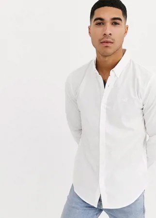 Белая оксфордская рубашка на пуговицах с логотипом Hollister-Белый