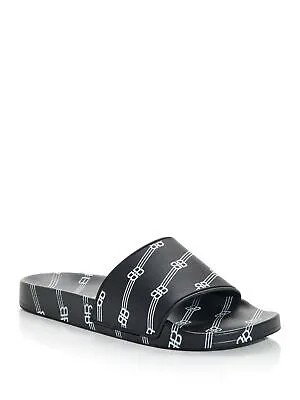 BALENCIAGA Мужские черные сандалии без застежек с круглым носком и логотипом на платформе 8