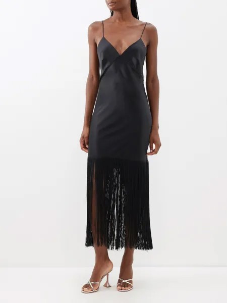 Платье-комбинация zoya с бахромой Olivia Von Halle, черный