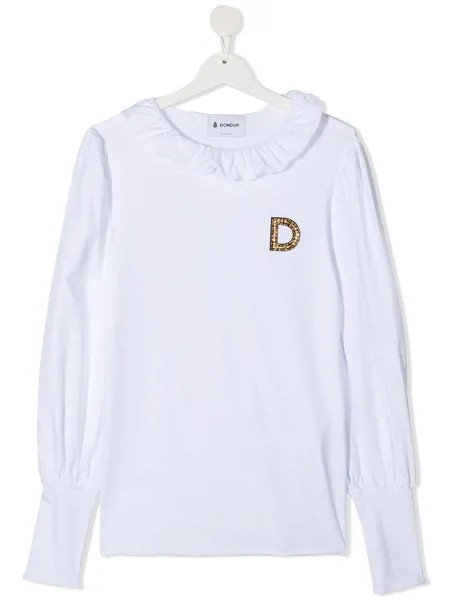 Dondup Kids топ с оборками и вышитым логотипом