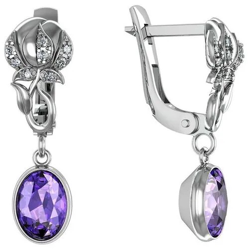 Серьги с фианитами и алпанитами из серебра 371077-FA11FA67