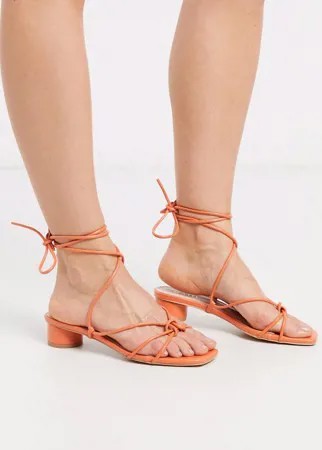 Босоножки кораллового цвета на каблуке с ремешками RAID-Оранжевый цвет
