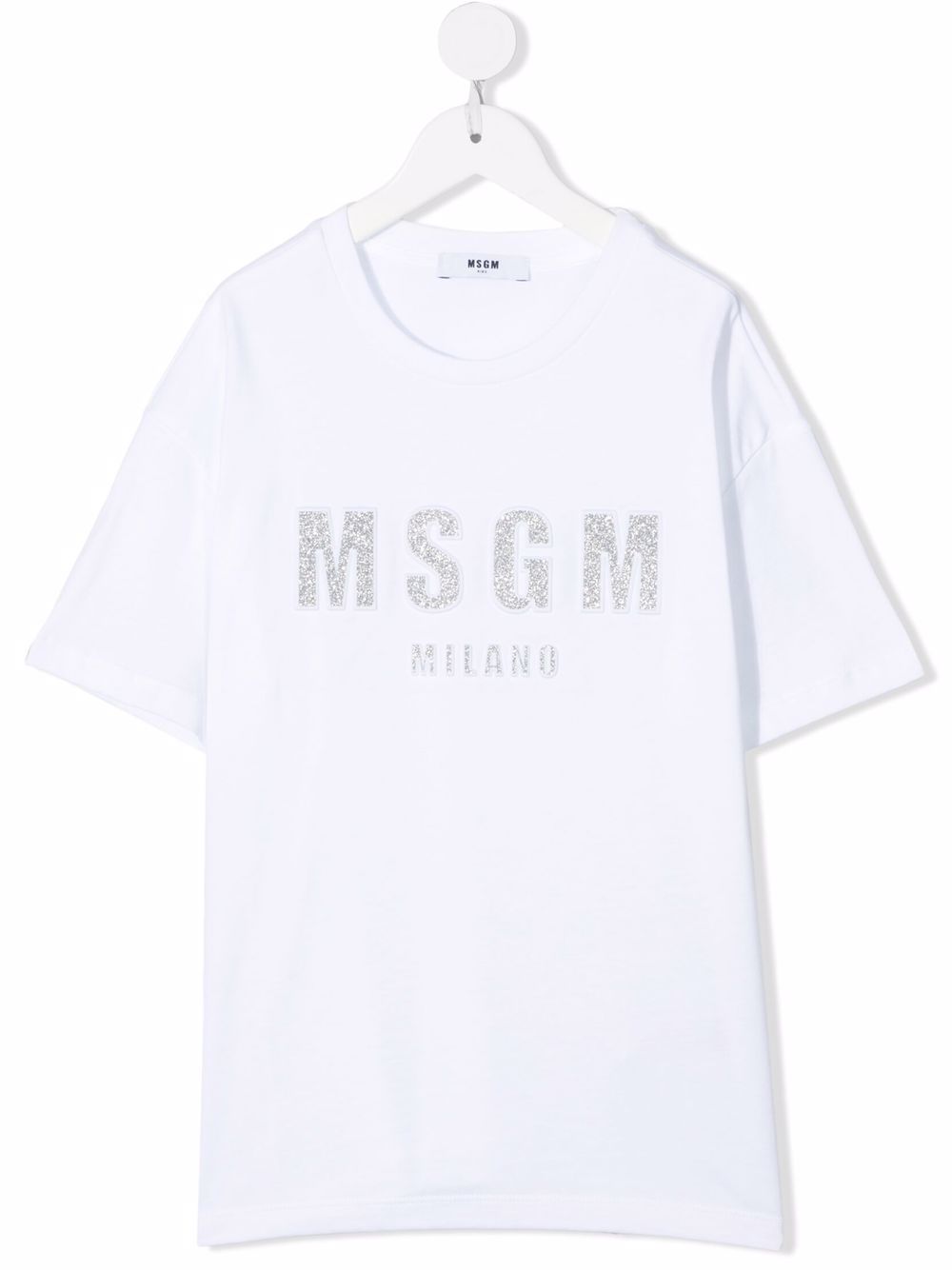 MSGM Kids футболка с логотипом и блестками