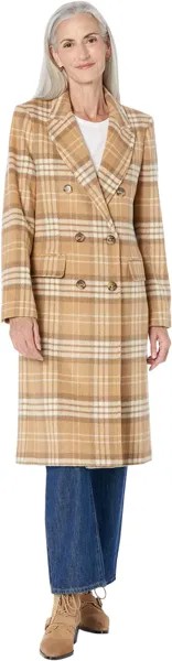 Пальто Double-Breasted Reefer with Peak Lapel LAUREN Ralph Lauren, цвет Camel Multi Plaid