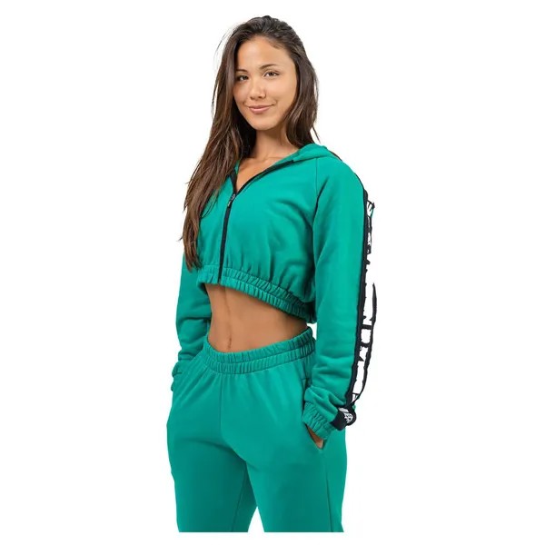 Толстовка Nebbia Cropped Iconic Full Zip, зеленый