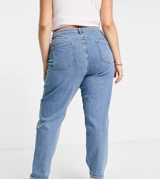 Выбеленные узкие джинсы в винтажном стиле с высокой талией ASOS DESIGN Curve-Голубой