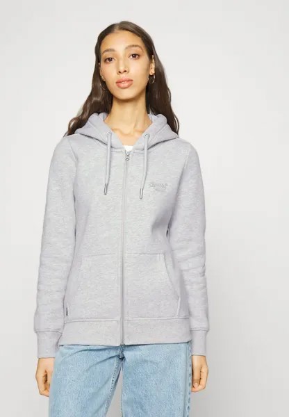 Толстовка на молнии Superdry Vintage Logo Zip Hood, ледниково-серый меланж