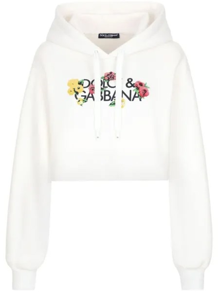 Dolce & Gabbana укороченное худи с логотипом, белый