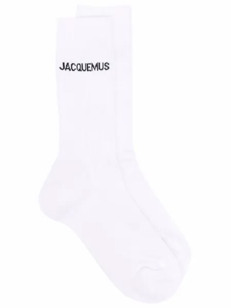 Jacquemus носки вязки интарсия с логотипом, белый