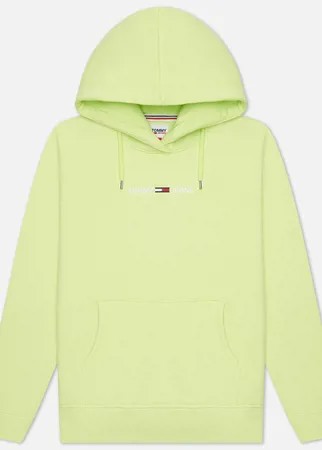 Женская толстовка Tommy Jeans Linear Logo Hoodie, цвет зелёный, размер L