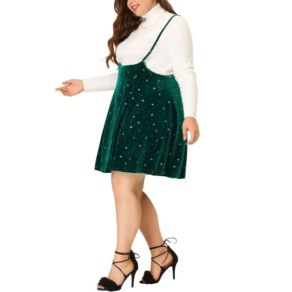 Женская модная бархатная юбка больших размеров с высокой талией и блестящими звездами на подтяжках Agnes Orinda