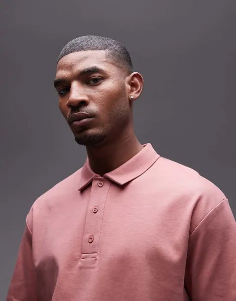 Topman – Premium – Рубашка-поло оверсайз в цвете Rosa