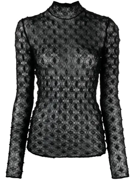 ISABEL MARANT кружевной топ Toxani с воротником-стойкой, черный