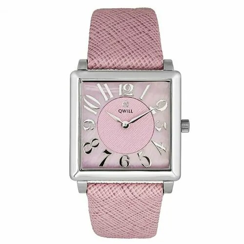 Наручные часы QWILL, серебро, розовый