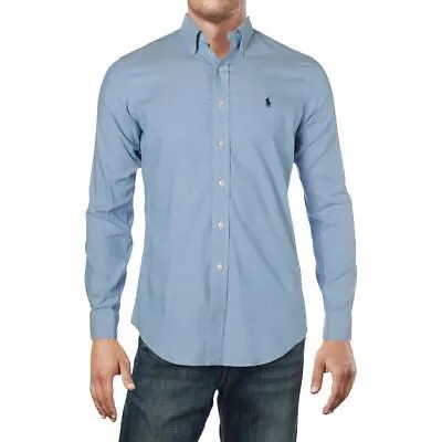 Мужская синяя однотонная рубашка на пуговицах Polo Ralph Lauren, топ XL BHFO 7418