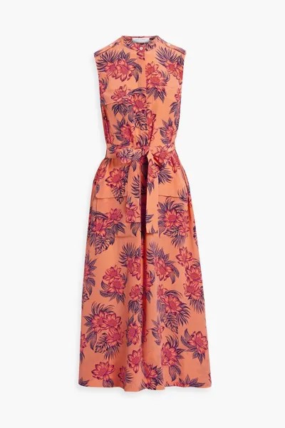 Платье миди Illumina с цветочным принтом и поясом EQUIPMENT, персиковый