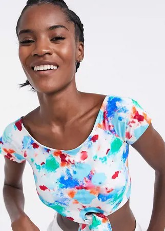 Трикотажный топ с принтом и завязкой ASOS MADE IN KENYA-Белый