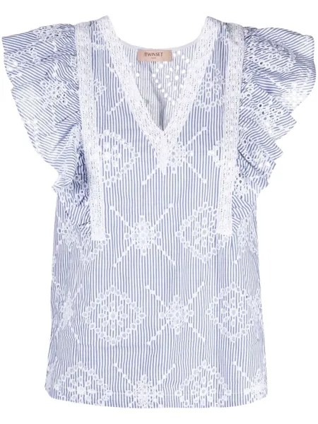 TWINSET блузка с английской вышивкой и оборками
