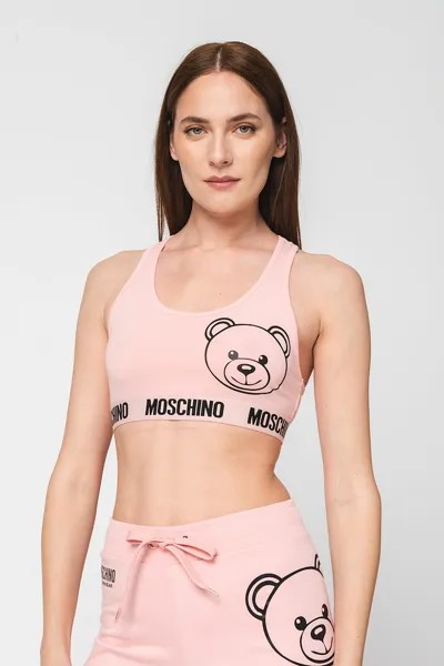 Спортивный бюстгальтер с узором Moschino, розовый