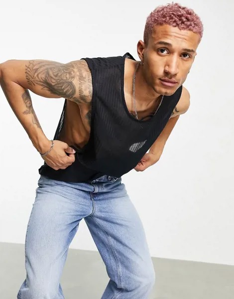Черная майка в рубчик ASOS DESIGN-Черный цвет