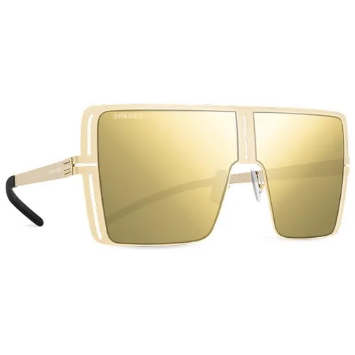 Солнцезащитные очки Gresso, монолинза, зеркальные, с защитой от УФ, золотой
