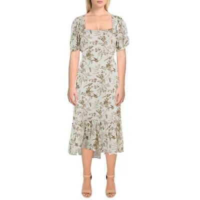 Женское миди-платье Aqua цвета слоновой кости с принтом чайной длины и квадратным вырезом XL BHFO 9541