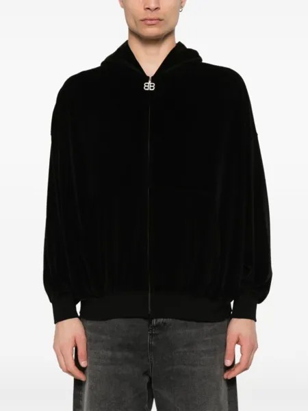 Худи на молнии со стразами Balenciaga, черный