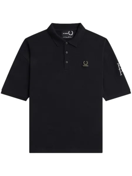 Raf Simons logo-plaque cotton polo shirt, черный